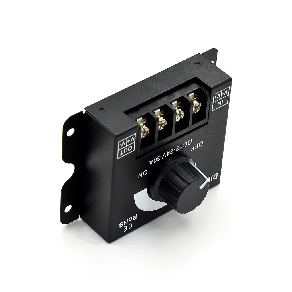 DC12-24V 30A Knob Dimmer Brightness Adjustment Stepless Dimming Switch Controller for 3528 5050 COB SMD LED Strip Light TAVEN System LLC