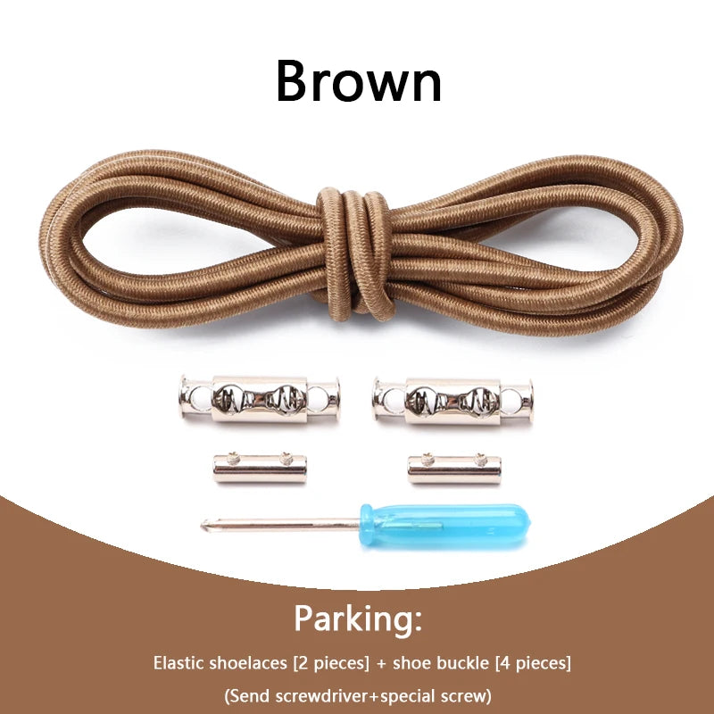1 Pair No tie Shoelaces For Sneakers Elastic Shoelace Metal Spring Lock Man And Woman Shoe Accessories Lazy Shoe Laces 100cm TAVEN System LLC