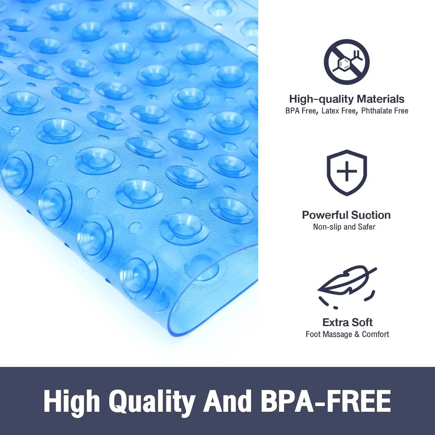 53x53cm Non Slip Shower Mat for Inside Shower Stall Mats for Bathroom Floor, Soft Bath Mat for Bathtubs with Big Suction Cups TAVEN System LLC
