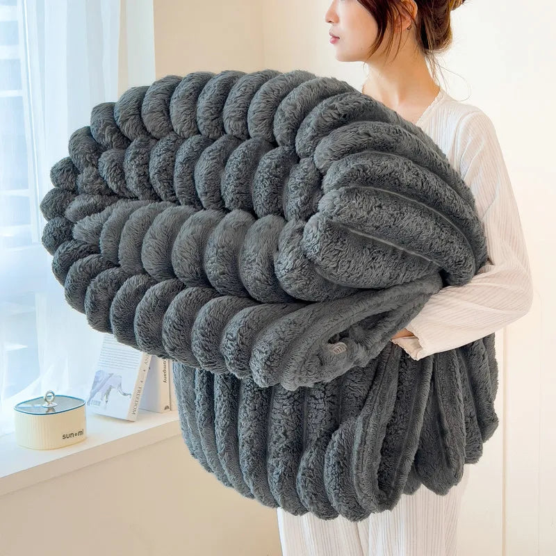 Thickened Wide Striped Flannel Multifunctional Blanket Spring, Can Be Used As Bed Sheet Cover Blanket, Sofa Blanket,nap Blanket TAVEN System LLC
