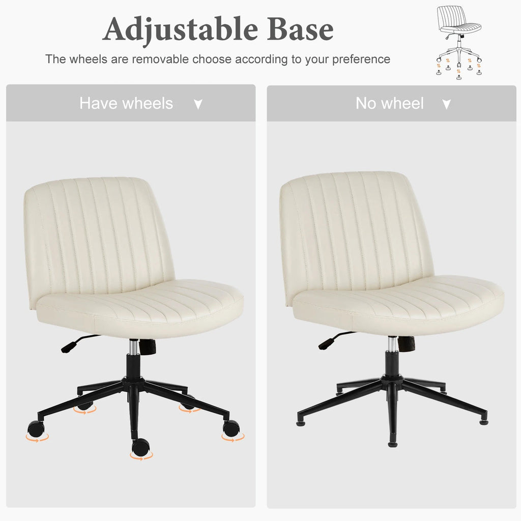 JHK Armless PU Leather Office Chair with Wheels Height Adjustable TAVEN System LLC