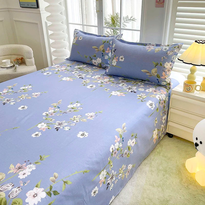 1pc Bed Sheet Flower Printed Top Sheets Single/Queen/King Bedsheet for Double Beds Floral Flat Bed Sheet(without pillowcase) TAVEN System LLC