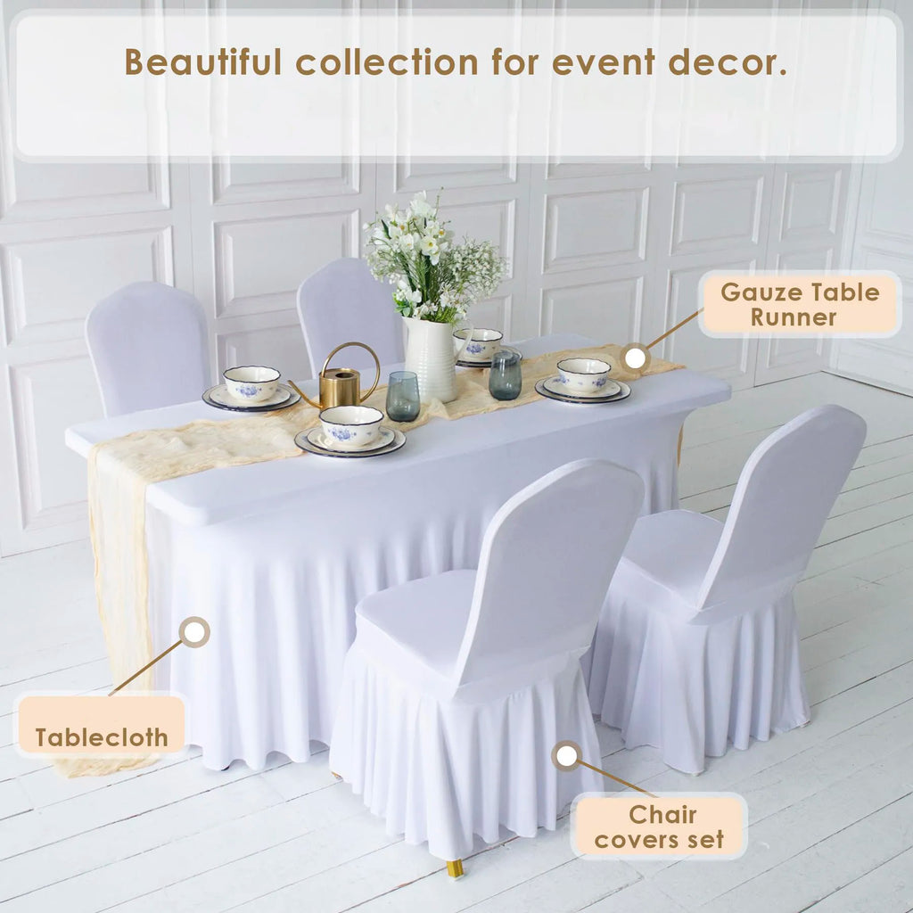 50/100pcs Pleated skirt Spandex Chair Cover Hotel Banquet Party Events Wedding Decoration Dining Room Seat Protector Covers TAVEN System LLC