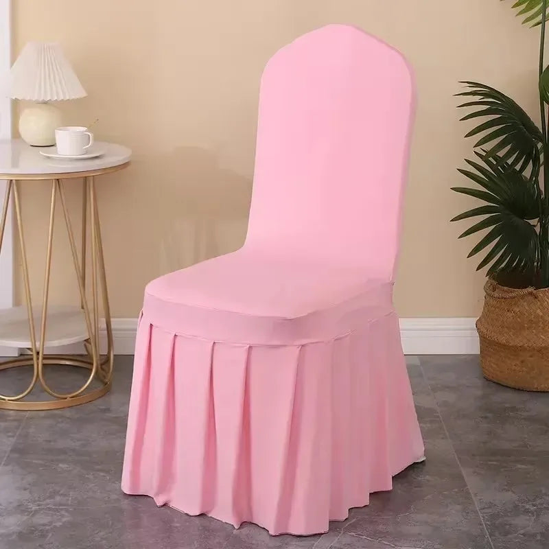 Pleated Spandex Chair Covers Wedding Hotel Banquet Seat Decor TAVEN System LLC