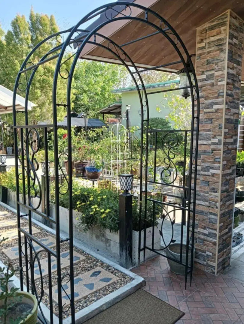 Heavy duty metal garden arbor arch trellis for climbing plants