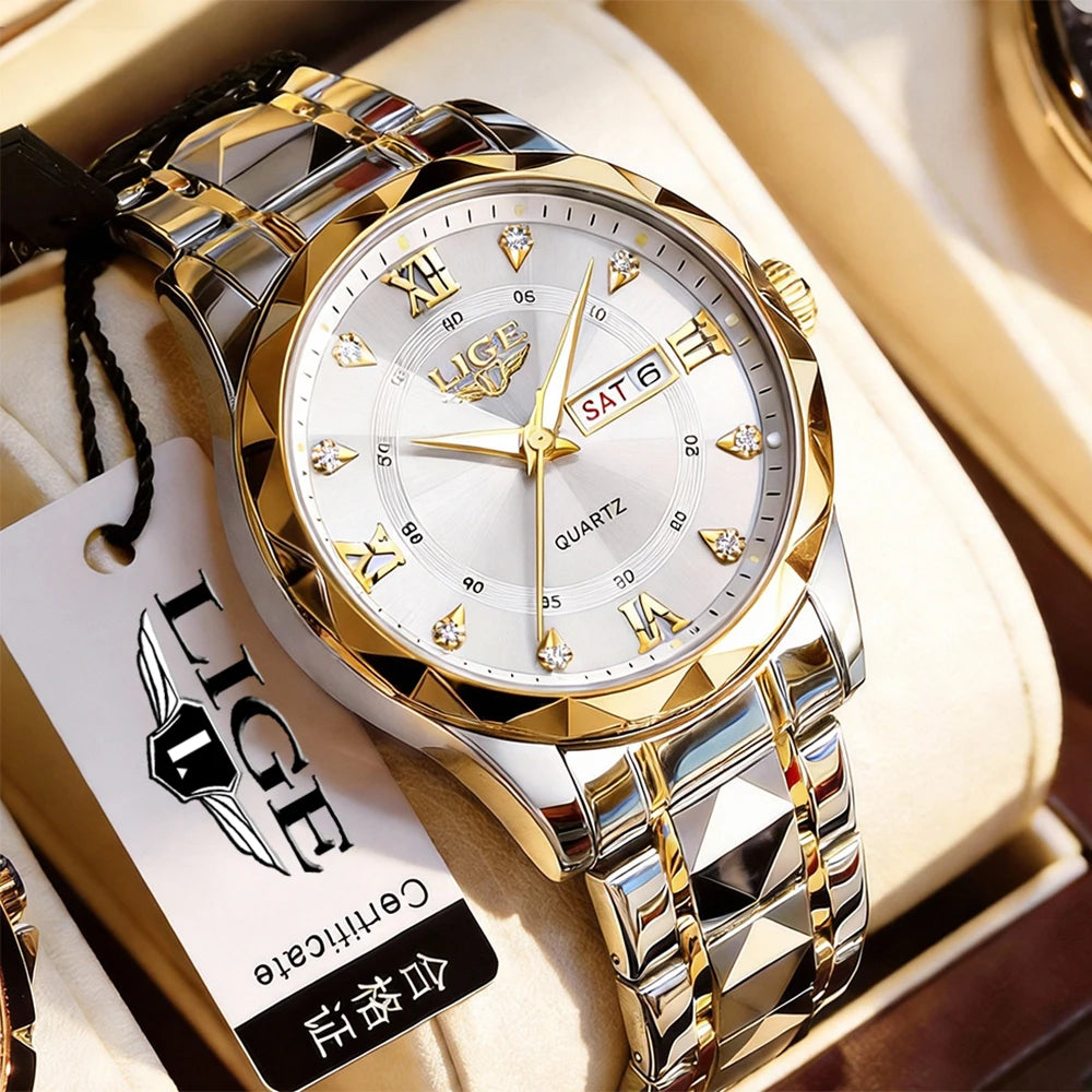 New LIGE Top Brand Luxury Man Wristwatch Waterproof Luminous Date Week Men Watches Stainless Steel Quartz Men's Watch Male reloj - TAVEN System LLC