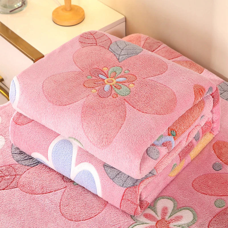 1pc Floral Style Warm Bedspread Fleece Blanket Plaid Travel Shawl Sofa Nap Blanket Home Bedsheet Manta 70X100cm Suitable For Pet TAVEN System LLC