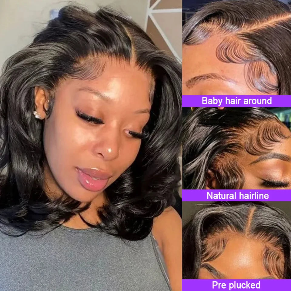 Loose wave bob human hair lace front wig