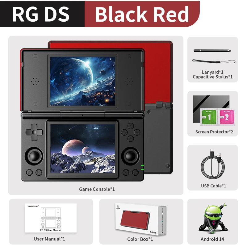 Anbernic RG DS Handheld Game Console 4" IPS Dual Screen Android 4000mAh Flip Video Games Player Supports RixelHK Wifi Streaming TAVEN System LLC