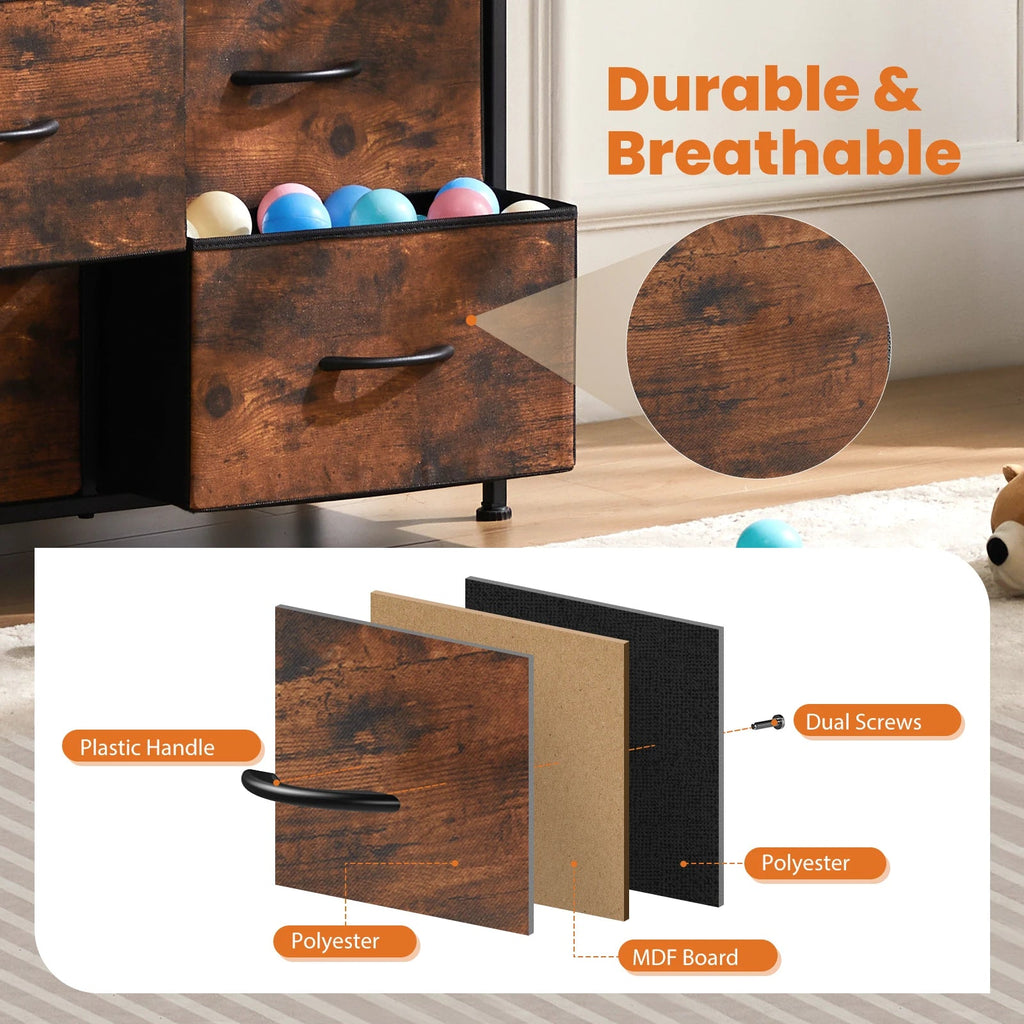 JHK 10 Drawer Fabric Dresser Storage Cabinet with Steel Frame TAVEN System LLC