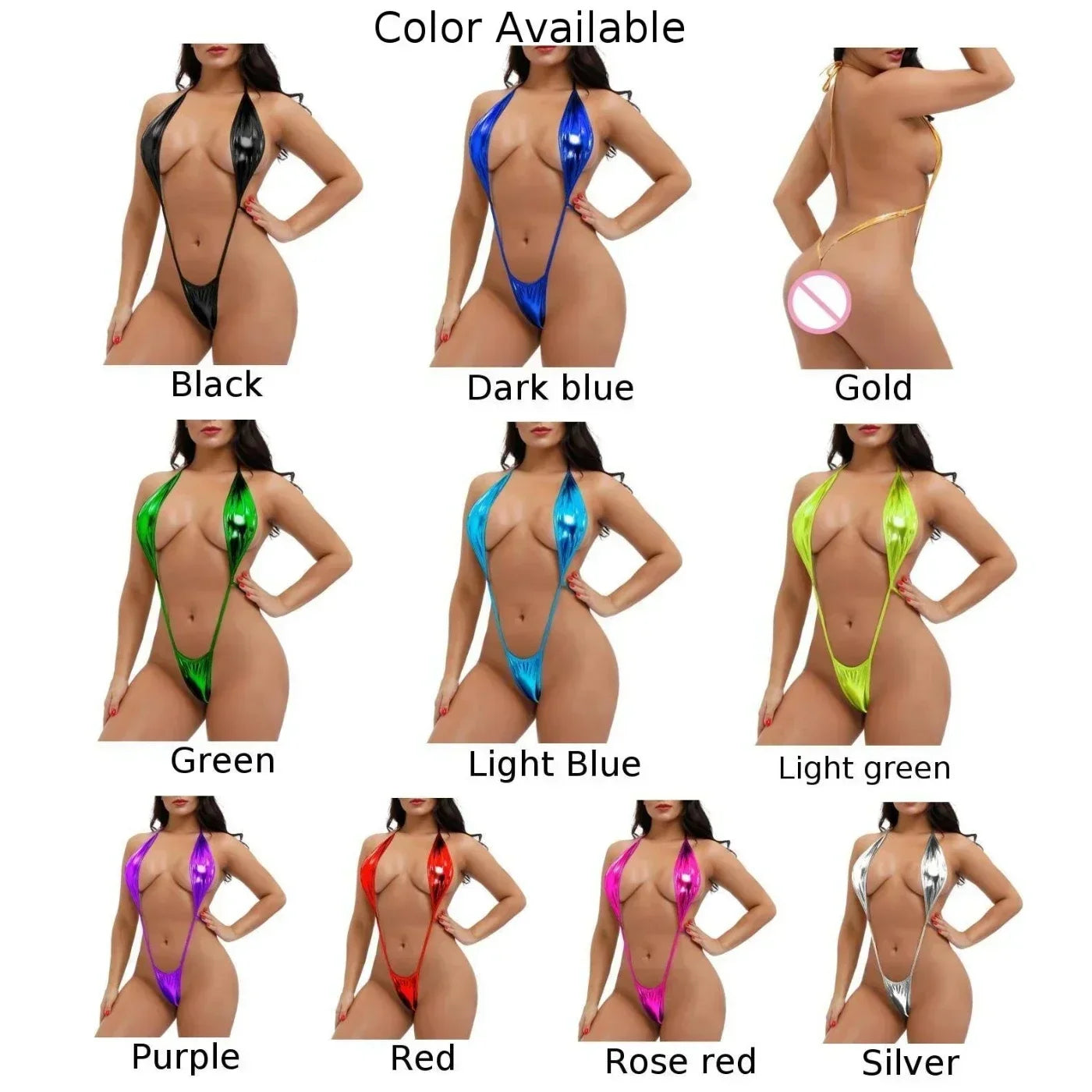 Shiny Sling Shot Bodysuit G-string Thongs Halter Bikini Jumpsuit Polyester Sexy Lingerie Comfy Fashion Hot New TAVEN System LLC