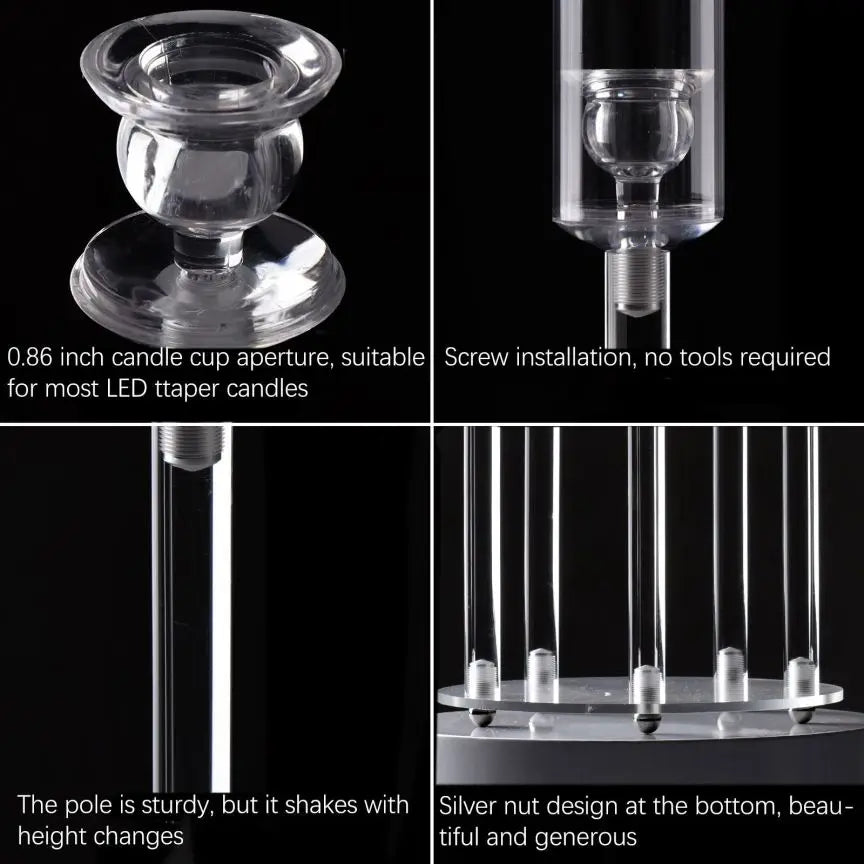 Acrylic 5-Arm Candelabra LED Taper Candle Holders Table Centerpieces Votive Candlesticks for Home Wedding Decoration TAVEN System LLC
