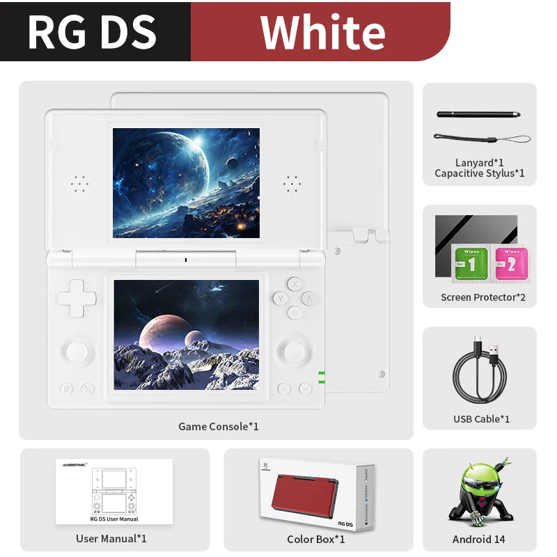Anbernic RG DS Handheld Game Console 4" IPS Dual Screen Android 4000mAh Flip Video Games Player Supports RixelHK Wifi Streaming TAVEN System LLC