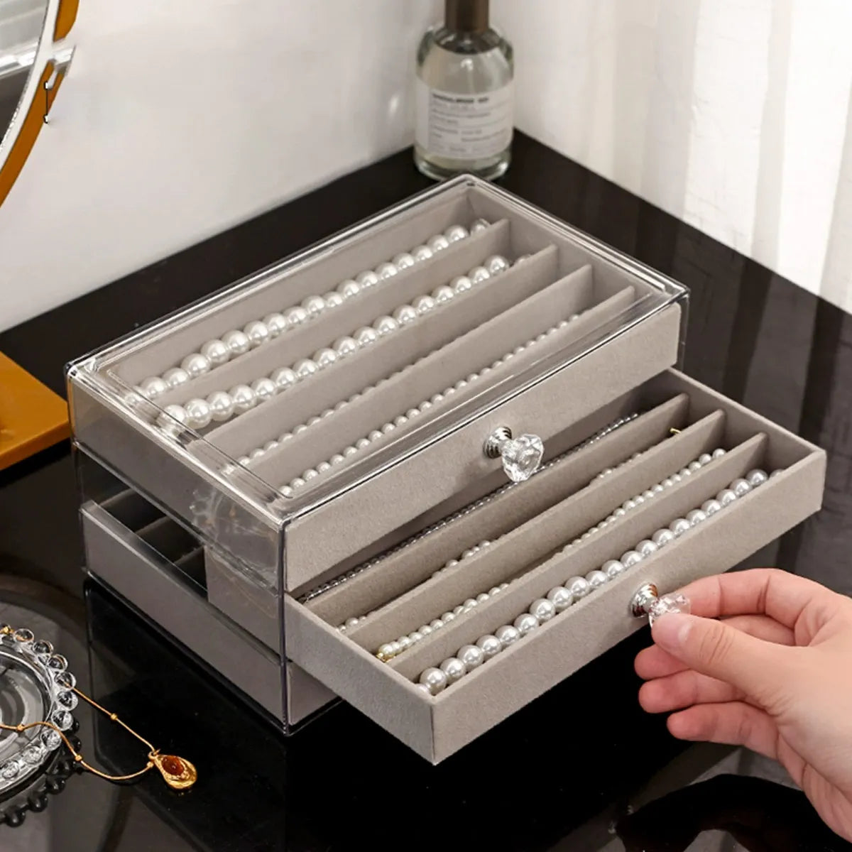 1pc,Necklace storage box with transparent lid, 3-layer jewelry tray drawer, jewelry display box, desktop jewelry box TAVEN System LLC