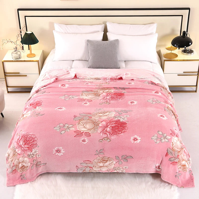 1pc Floral Style Warm Bedspread Fleece Blanket Plaid Travel Shawl Sofa Nap Blanket Home Bedsheet Manta 70X100cm Suitable For Pet TAVEN System LLC