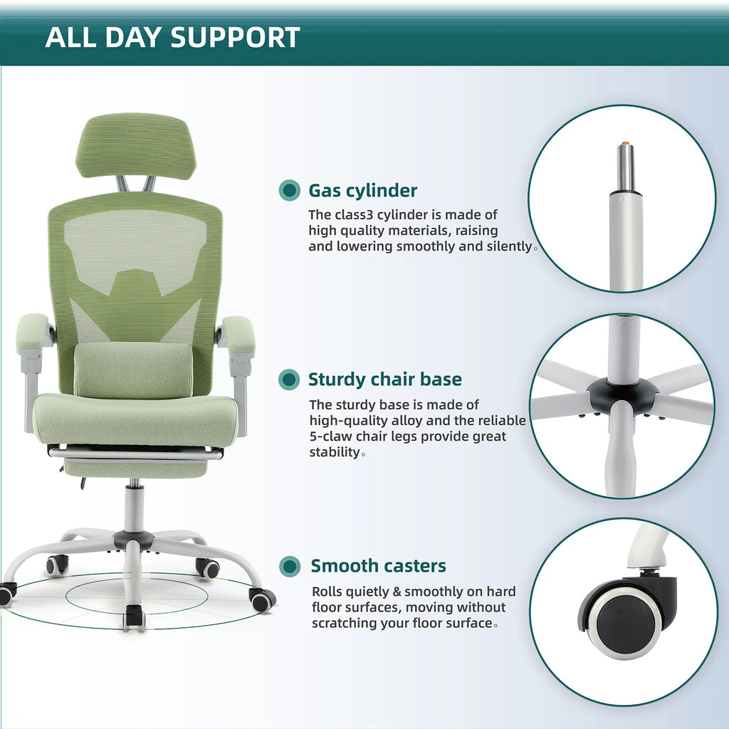 JHK Ergonomic Reclining Mesh Office Chair with Footrest & Headrest TAVEN System LLC