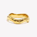 E.B.belle Beat Pattern Wave Plain Ring Waterproof Tarnish Free 18K Gold Plated Women's Rings 316L Stainless Steel Accessories TAVEN System LLC