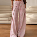 Casual Striped Women's Trouser Lace-Up Adjust Belt High Waist Wide Leg Pants 2026 Summer Autumn Fashion Female Street Trousers TAVEN System LLC