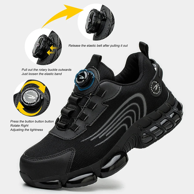 Unisex Rotating Button Safety Shoes Men For Work Sneakers Shoes Puncture-Proof Protective Women Shoes Steel Toe Work Boots TAVEN System LLC