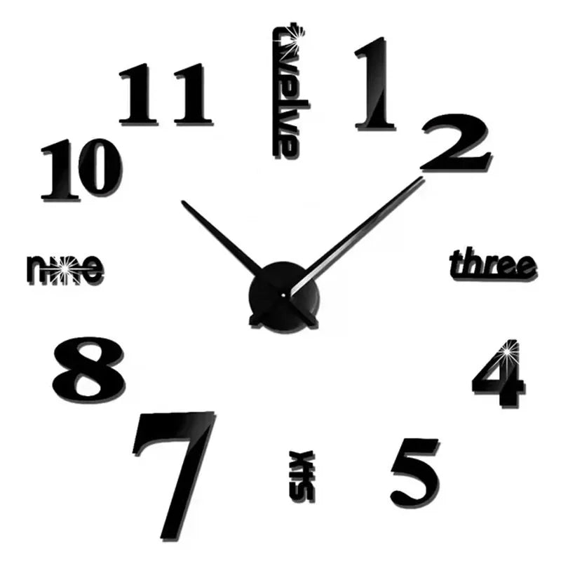 New Modern Design Large Wall Clock 3D DIY Quartz Clocks Fashion Watches Acrylic Mirror Stickers Living Room Home Decor Horloge - TAVEN System LLC