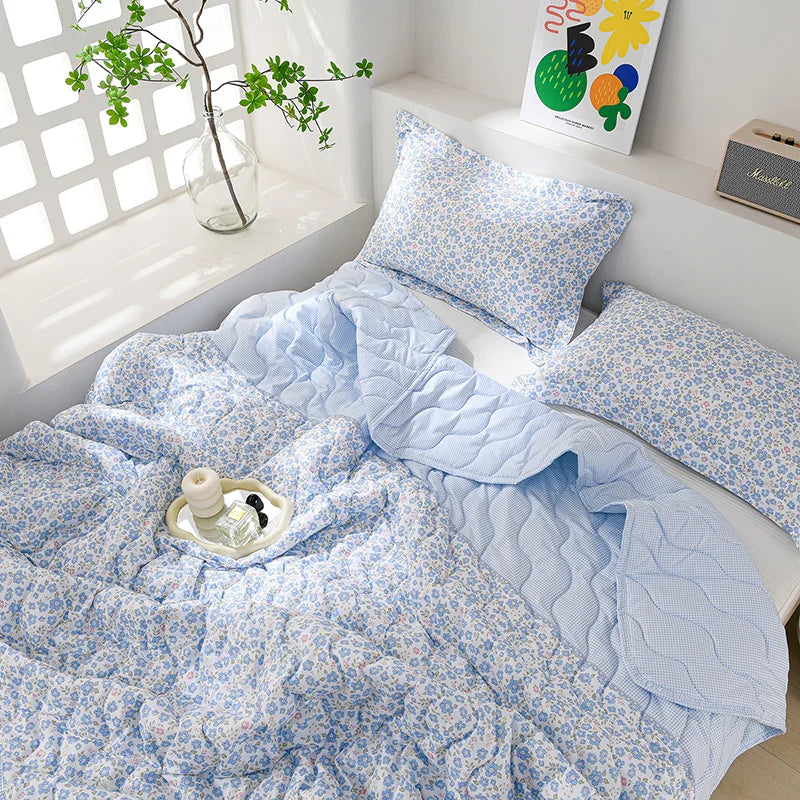 Breathable Quilted Summer Blanket Cooling Skin-friendly Comforter Soft Lightweight Quilt Well-vetilated Single Double  Duvet Set TAVEN System LLC