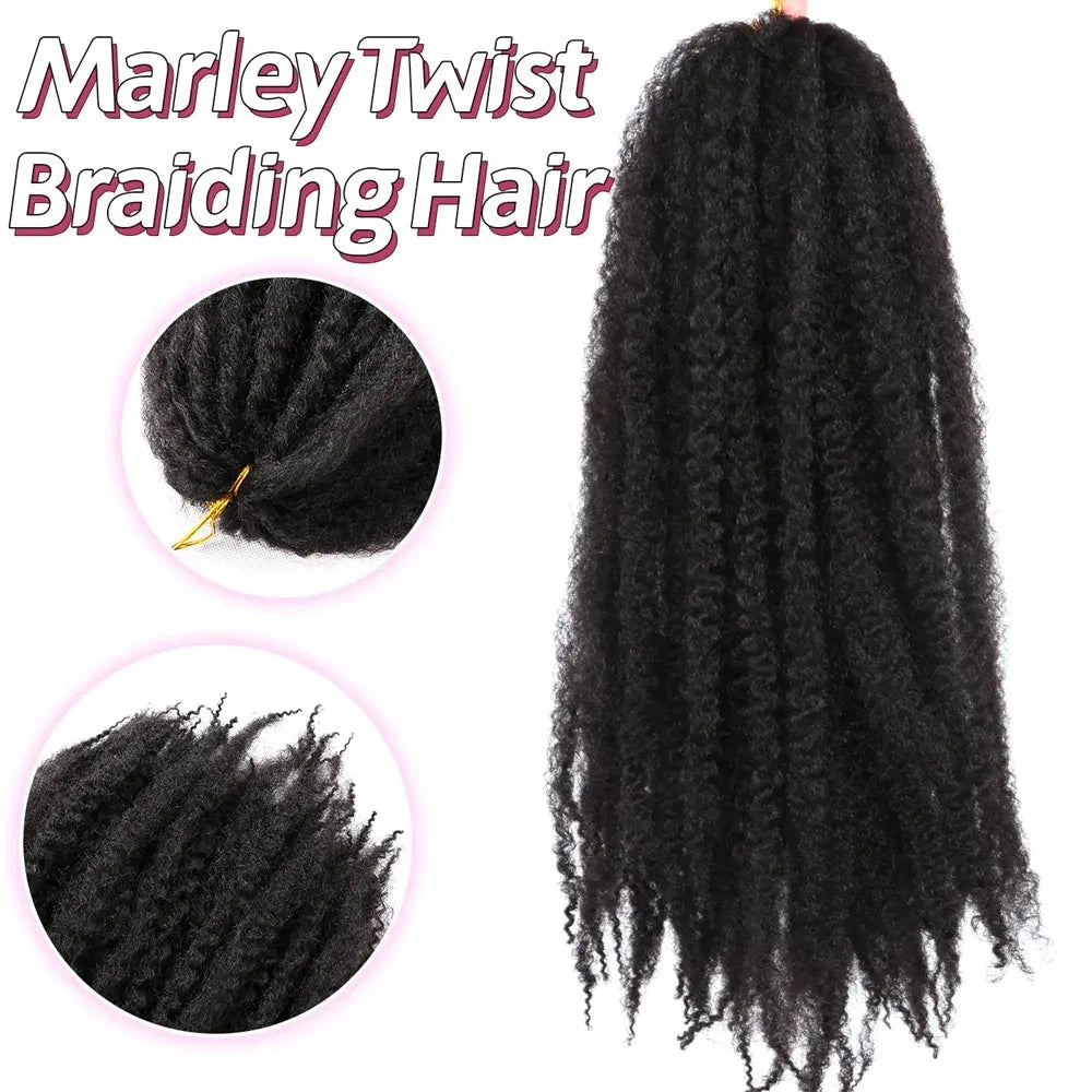 Color: T1B/30, Stretched Length: 18inches, Bulk Buy: 3Pcs/Lot - 18 Inch Synthetic Marley  Twist Braiding Hair Afro Kinky Curly Crochet Hair for Faux Locs Long Springy Twist Hair Extensions Taven