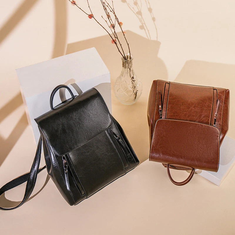 Women Genuine Leather Backpack Shoulder Bag Fashion Laptop Rucksack TAVEN System LLC
