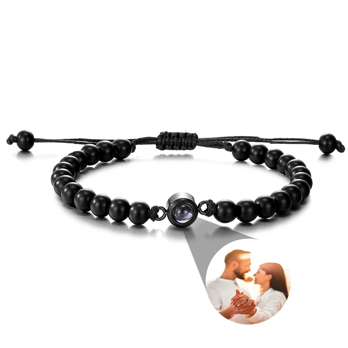 Custom Natural Stone Bracelet Personalized Photo Projection Bracelet Custom Stainless Steel Projection Bracelets Memory Jewelry TAVEN System LLC