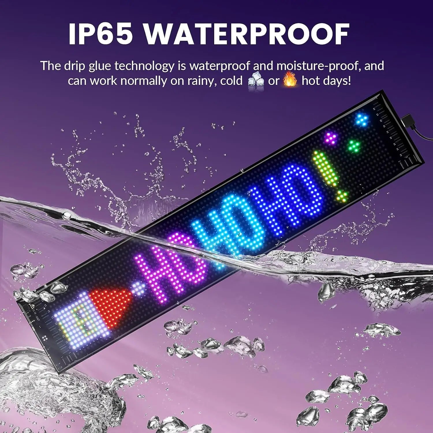 USB Programmable Scrolling LED Sign with Bluetooth App Control, Waterproof Flexible Custom Matrix Panel Display for Car, Store TAVEN System LLC
