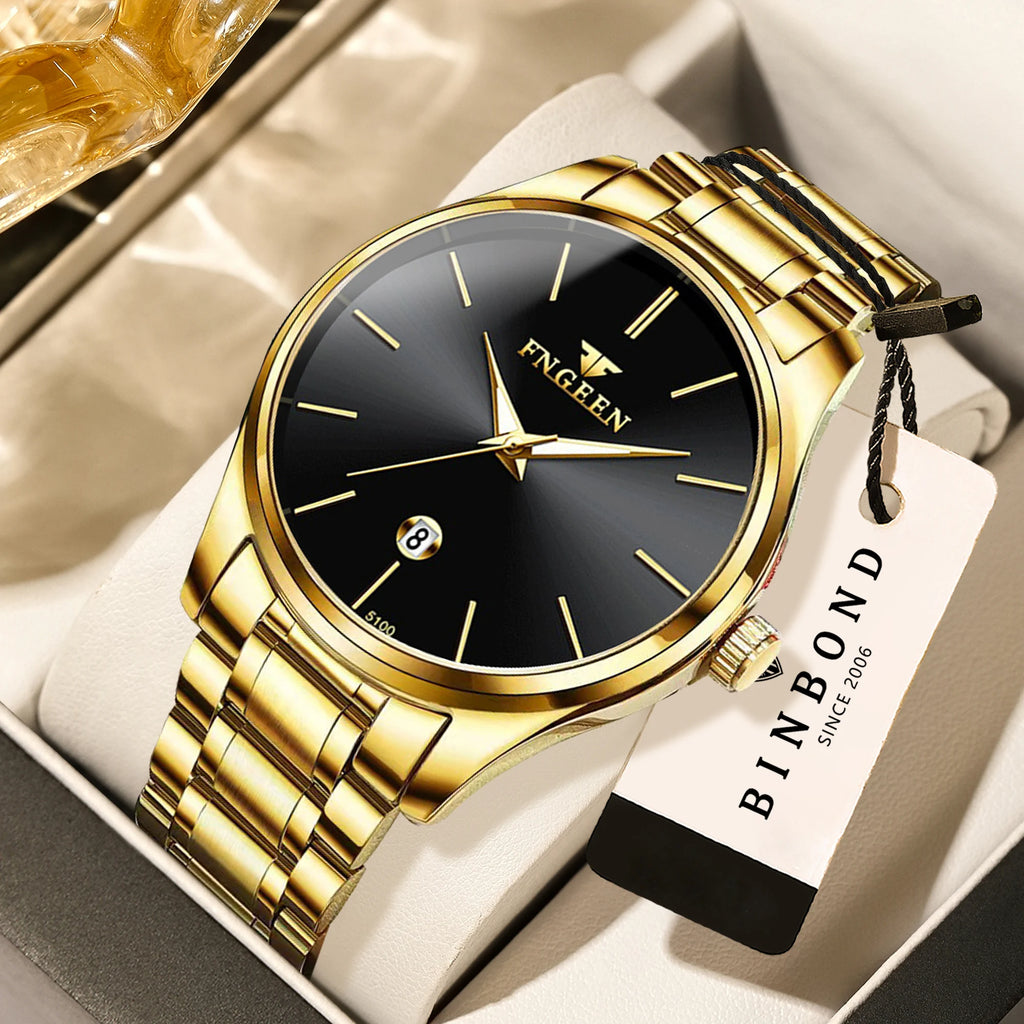 BINBOND stainless steel durable quartz watches for men luxury luminous waterproof precise auto date men's watch casual reloj - TAVEN System LLC