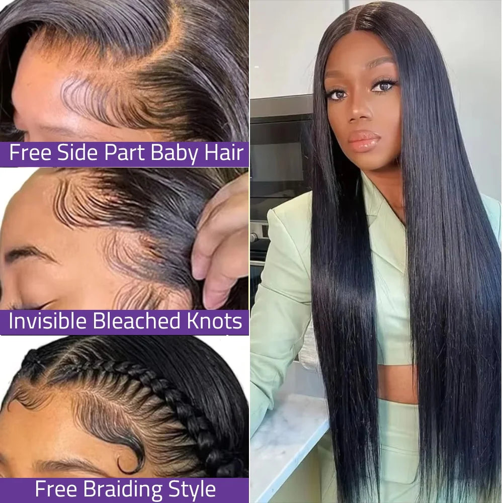 FIUMER straight human hair lace front wig