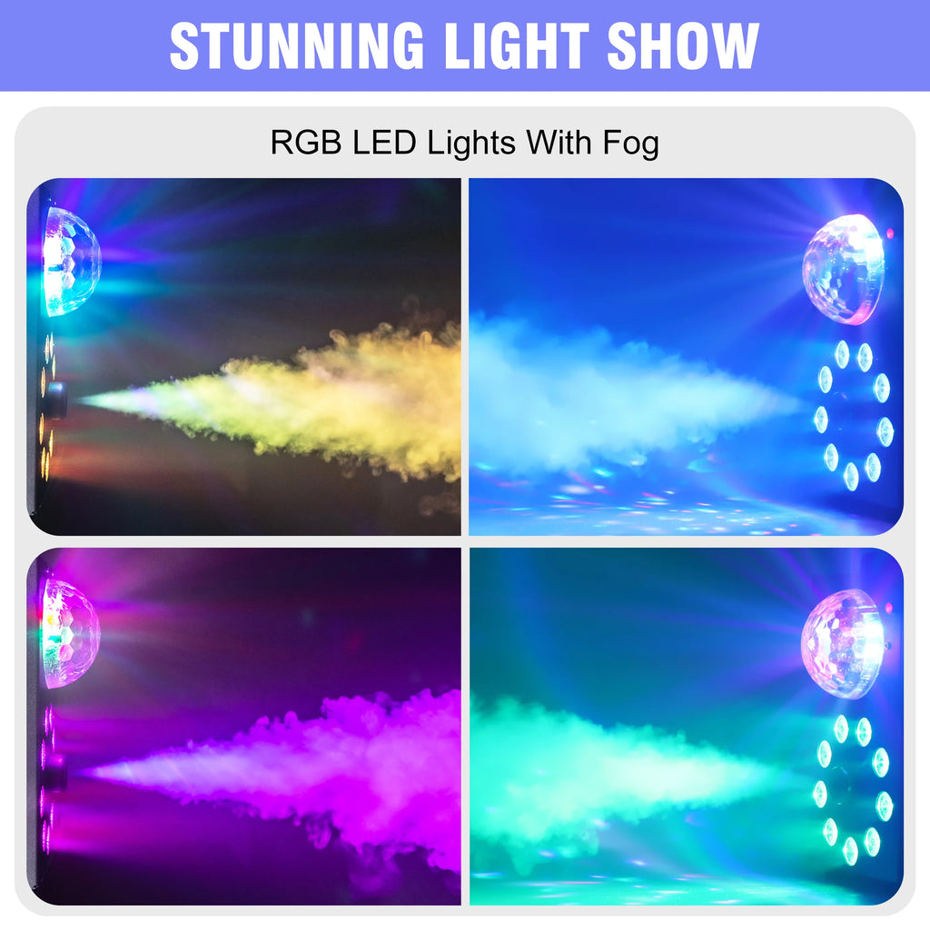 U'King 700W Smoke Machine Wireless Remote Control Effect Fogger 3in1 LED RGB Stage Light Fog Machine DJ Halloween Christmas TAVEN System LLC