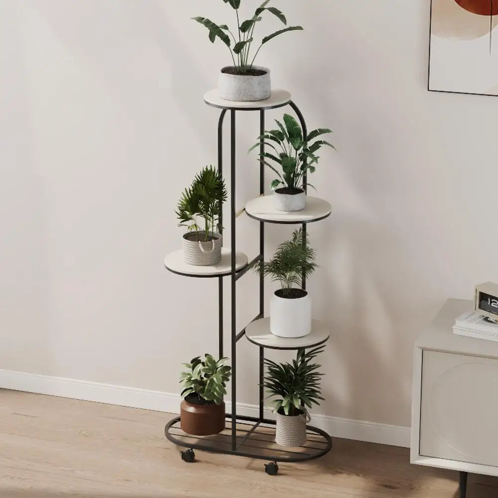 Metal plant stand with wheels for indoor outdoor plants