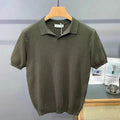 Men Ice Silk V Neck Polo Shirt Slim Fit Summer Breathable Casual Tee TAVEN System LLC