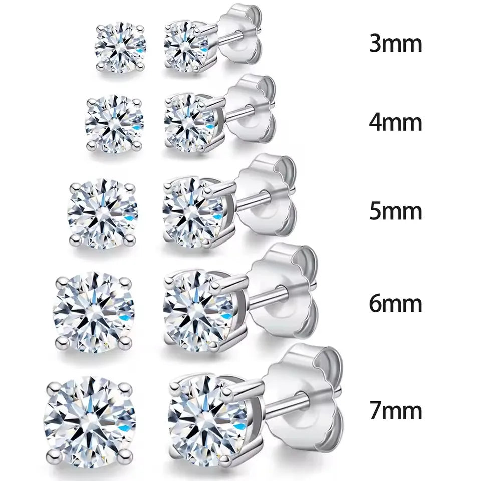 Real 0.1-3CT Test Passed Moissanite Diamond Stud Earrings for Women S925 Silver Platinum Plated Bride Wedding GRA Fine Jewelry TAVEN System LLC