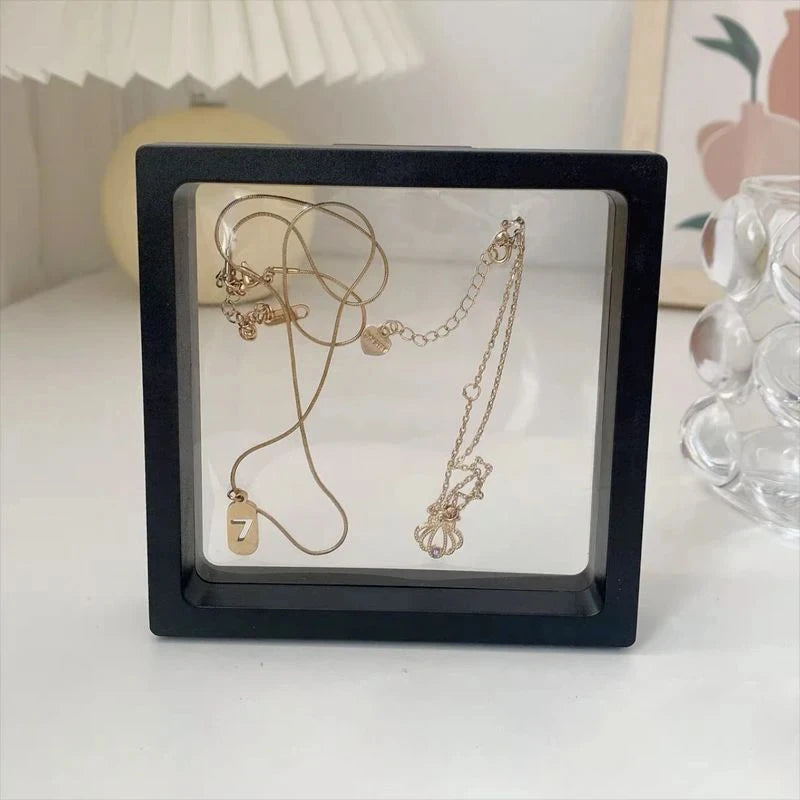 10Pcs PE Film Jewelry Storage Box 3D Packaging Case Free Stand Floating Frame Membrane Ring Earrings Necklace Display Holder TAVEN System LLC