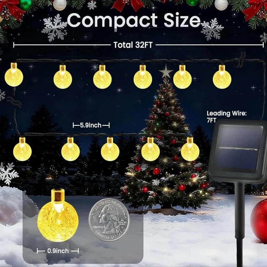 Outdoor Christmas LED String Lights - Waterproof Solar-Powered Decor - Perfect for Garden, Courtyard, Wedding & Terrace TAVEN System LLC