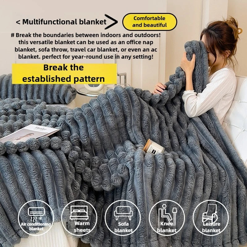 Thickened Wide Striped Flannel Multifunctional Blanket Spring, Can Be Used As Bed Sheet Cover Blanket, Sofa Blanket,nap Blanket TAVEN System LLC