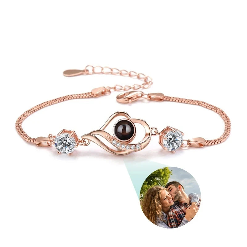 Custom Bracelet With Picture Inside Personalized Stainless Photo Projection Box Chain Bracelet Anniversary Memorial Jewelry Gift TAVEN System LLC