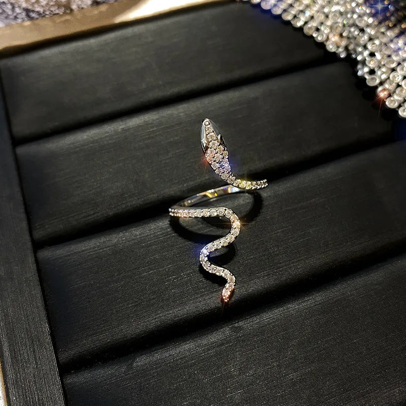 Stainless Steel Open Snake Ring for Women Girls Gothic Punk Adjustable Animal Ring Personality Accessories Fashion Jewelry Gifts TAVEN System LLC