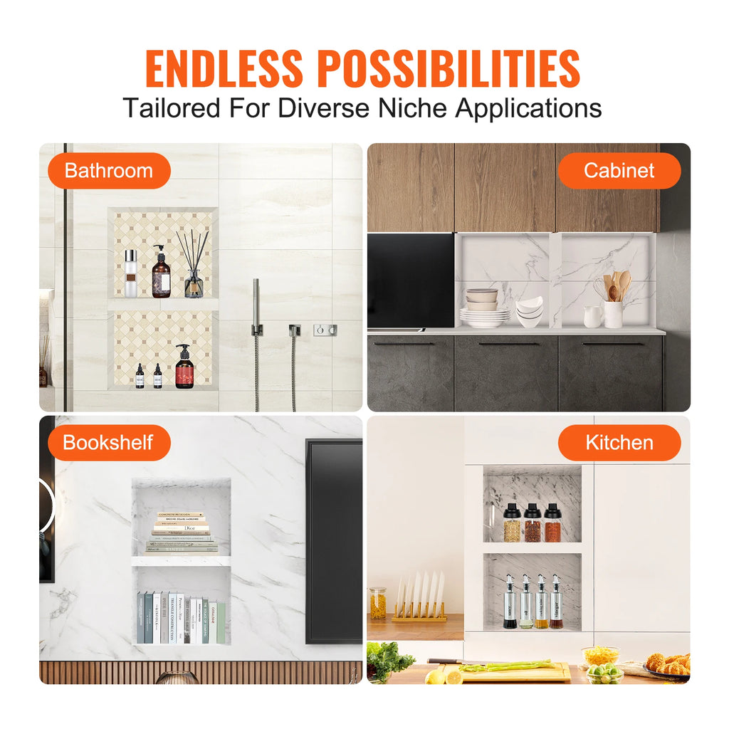 SucceBuy Shower Niche Ready for Tile Shelf Organizer  Corners Niche Recessed Sealed Protection  Soap Storage for Shower Bathroom TAVEN System LLC