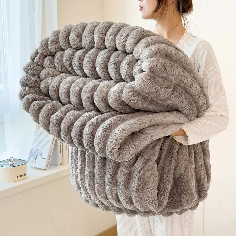 Thickened Wide Striped Flannel Multifunctional Blanket Spring, Can Be Used As Bed Sheet Cover Blanket, Sofa Blanket,nap Blanket TAVEN System LLC