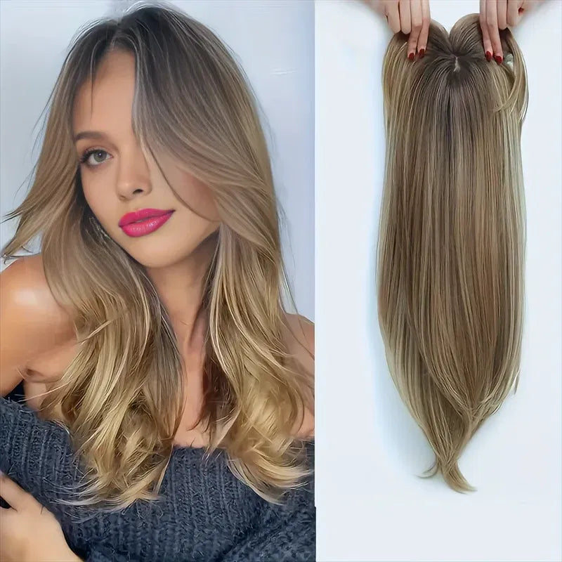 Color: #1, Stretched Length: 22inches - 22 inch top wig block hairpiece wig piece with clip ladies wig heat resistant fiber suitable for beginners daily wear Taven
