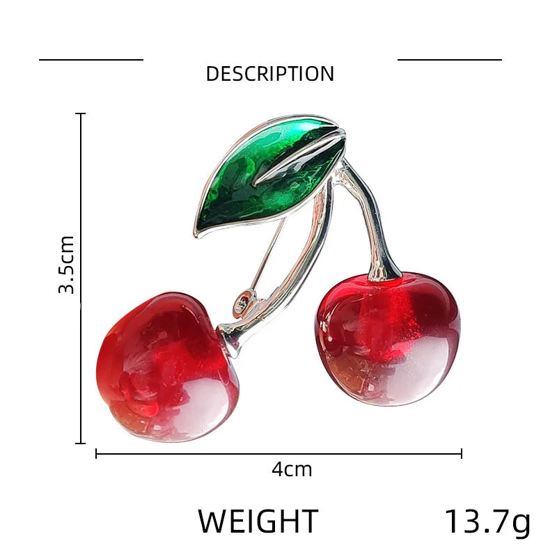 Fashion Crystal Dark Red Cherry Brooches For Women Clothing Cute Alloy Crystal Fruit Enamel Pins Party Jewelry Gifts TAVEN System LLC