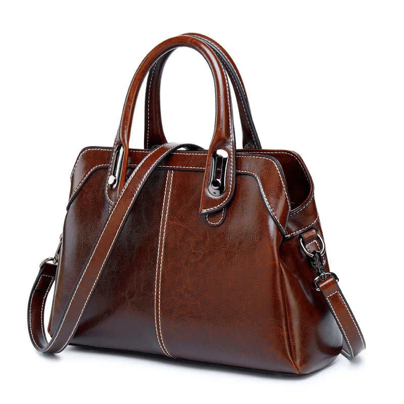 Genuine Leather Women Box Bag Top Handle Shoulder Crossbody Bag TAVEN System LLC
