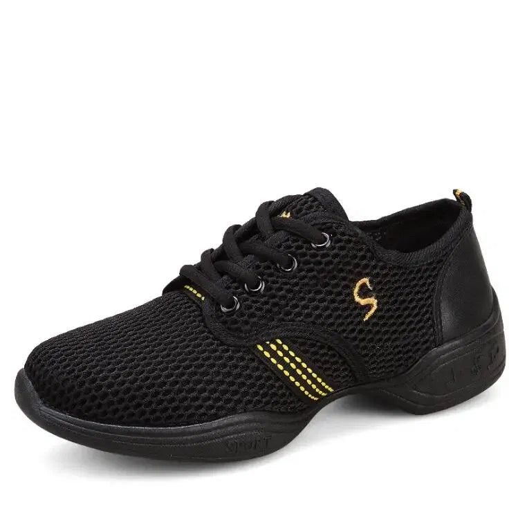 Color: Gold, Shoe Size: 38 - Lightweight Sneakers Fashion Sports Feature Soft Outsole Breathable Running Modern Dance Shoes Sneakers for Woman Practice Shoes bibady