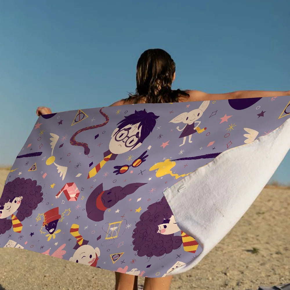 Boys-potter-Harries Logo Beach Towel Cartoon Cute Summer Large Bath Pool Beach Towel Microfiber Absorbent for Swimming Travel TAVEN System LLC