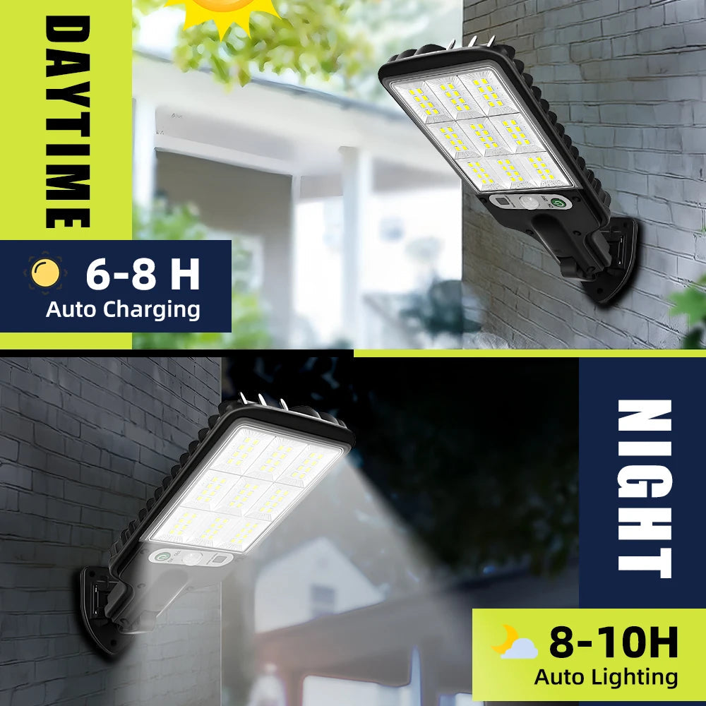 LED Solar Outdoor Wall Lights with Motion Sensor, 3 Lighting Modes IP65 Waterproof, Remote Control Solar Security Lamp TAVEN System LLC