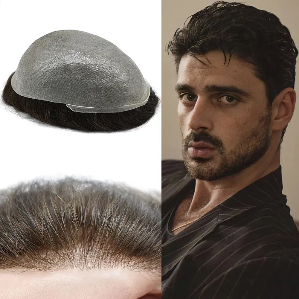 Toupee Color: 1B40#, Toupee Density: 100%, Length: 6 inches, Ships From: CHINA, Toupee Size: 8x10 - Men Toupee Hair Systems Ultra Thin Skin 0.06MM V-LOOP Capillary Prosthesis Invisible Hairline Real Human HairPieces Hair Units Taven