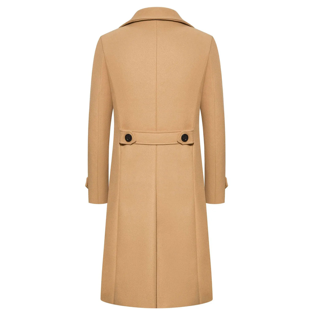 Men Double Breasted Wool Trench Coat Long Smart Casual Overcoat TAVEN System LLC